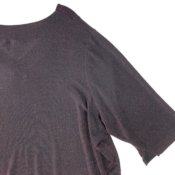 Catherines Top 3XP Black Red Tinsel Holiday Formal Party Shimmer Sparkle Date - Picture 11 of 16